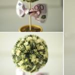 DIY topiary vyrobené z umelých kvetov