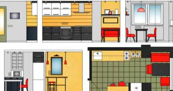 Kitchen 9 sq.m. with balcony.  Other modern styles